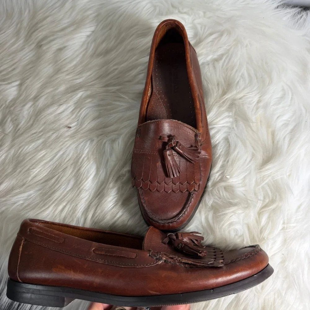 GH Bass Mens Kiltie Tassel Loafers Brown Leather Slip On Shoes 9 D 101J3039